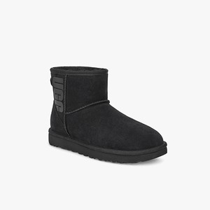 Ugg Classic Mini Rubber Logo Klassiska Stövlar Dam Svarta (320798ZCD)